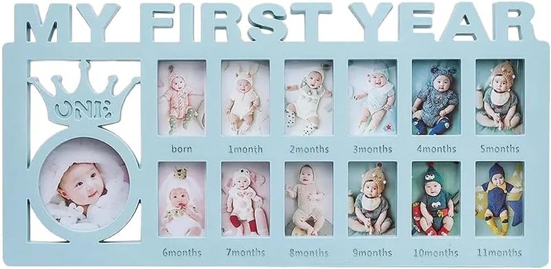 CCONYA Creative Baby Commemorate First 12 Months Picture Frame Kids Growing Memory Gift DIY Newborns First Year Souvenirs Photo Frame (blue) - Image 1